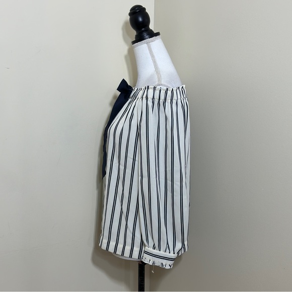 NWOT J.Crew Mercantile || woman’s Off-shoulder striped blue top with bow size Xs - Picture 2 of 8